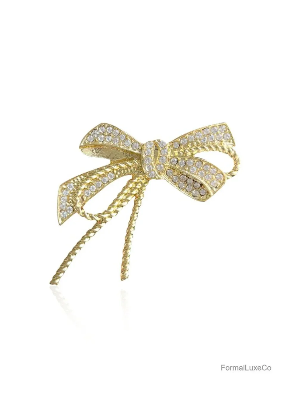 Vintage Rhinestone Crystal Bow Brooch Pin Women Wedding Party Gift